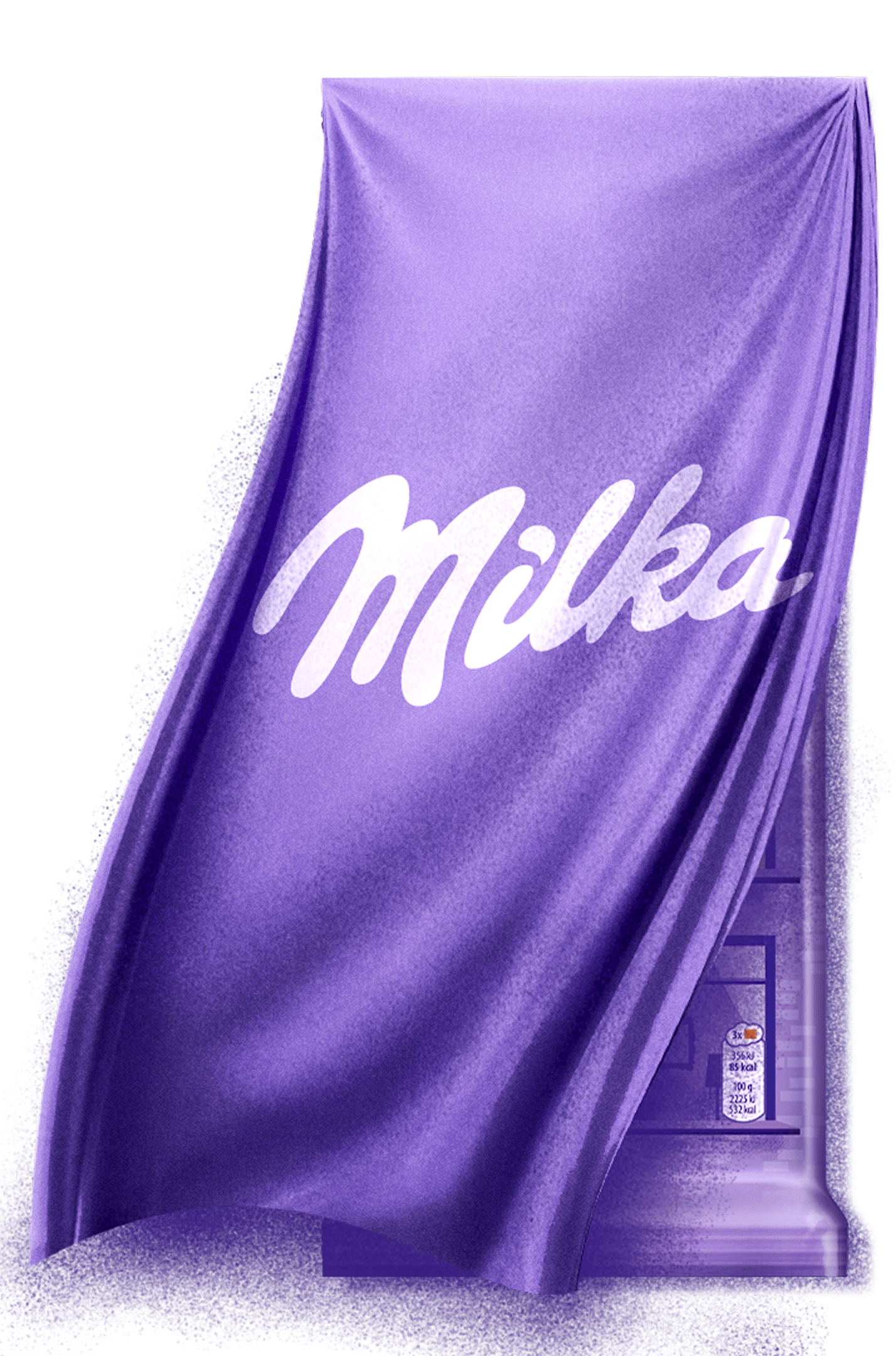 Шоколад Milka под фиолетовым покрывалом
